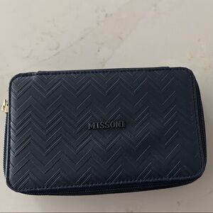 Missoni Dark Blue Zigzag Makeup case with overnight kit.